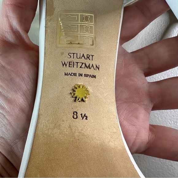 Stuart Weitzman Simple Pearls Block Heel Sandals in White Size 8.5 - Picture 6 of 12